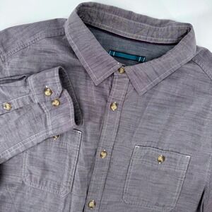 The North Face Mens XL Gray Long Sleeve Button Down Textured Cotton Blend Shirt